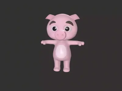 Cartoon 008 Character Pig Cute Low-poly 3D model