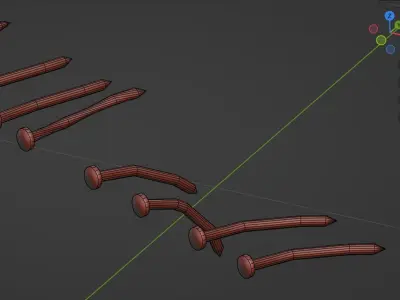Rusty screws low poly Low-poly 3D model