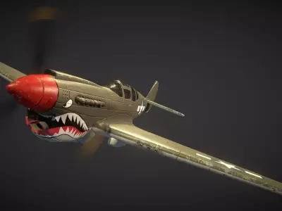 Curtiss P-40 Warhawk Low-poly 3D model