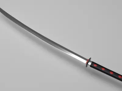 Black Hilt Katana Low-poly 3D model