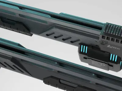 Sci-fi Photonic shotgun Low-poly 3D model