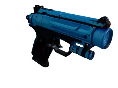 SciFi Blaster Pistol Dented Steel 3D model