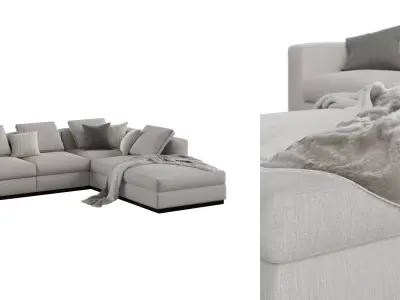 Sand L Sofa 01 Free low-poly 3D model