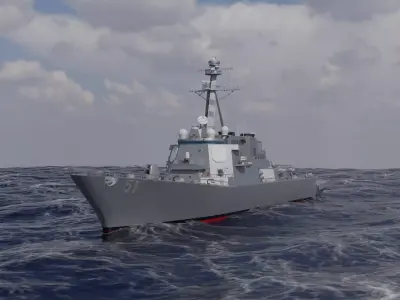 USS Arleigh Burke DDG 51 Low-poly 3D model