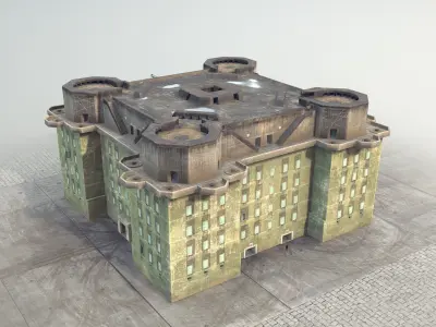 WW2 FlakTurm IV Low-poly 3D model