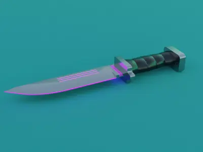 SCI-FI knife 3D model purple Low-poly 3D model