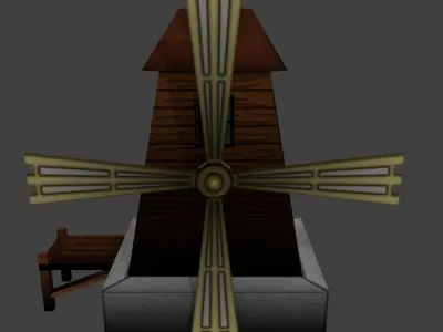 Cartoon Medieval Windmill Low-poly 3D model