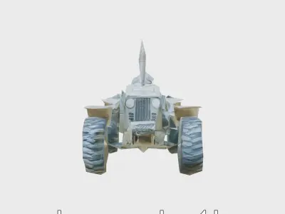 Battle-Scarred Military Tractor 3D Model Low-poly 3D model