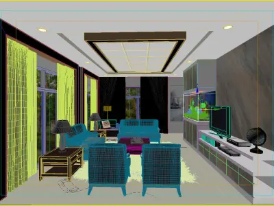 Living room to watch sea fish 3D model