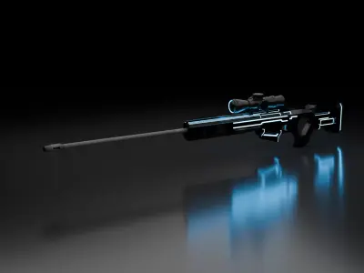 Sci Fi Riffle Canon Low-poly 3D model