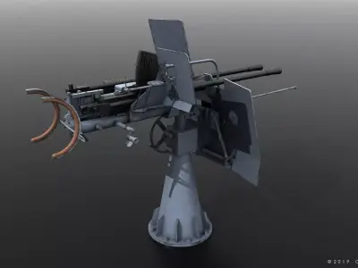 German 20mm FLAK 38 Low-poly 3D model