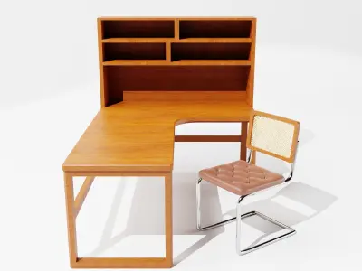 Modern Study Table and Chair Set 3D model