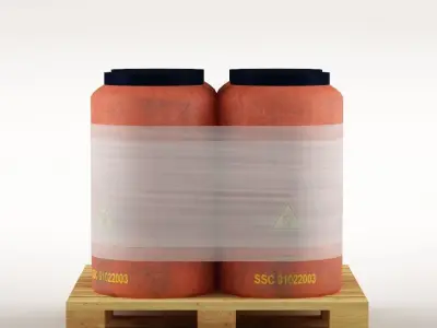 Plastic barrels on the pallet 3D model 3D model