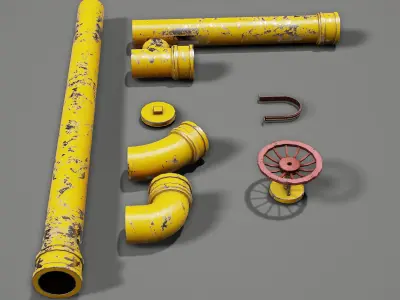 Pipe Set low poly PBR Low-poly 3D model