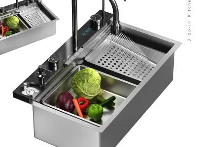 Drop-in Kitchen Sink 3D model purchase