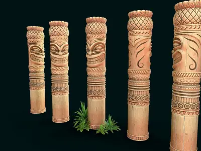 Stylized Wood Totem 9 Low-poly 3D model