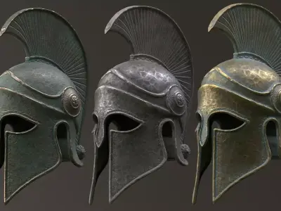 Ancient Greek Helmet  design by Lilia Koleva-Bardarova Low-poly 3D model