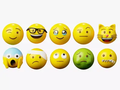 10 Emoticon Yellow Ball Pack Part 5 3D model
