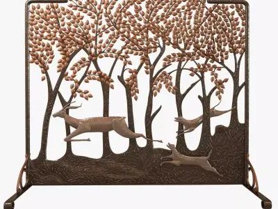 Fine and Rare Deer Fire Screen by Edgar Brandt 3D model