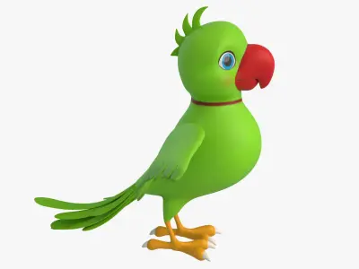 Cartoon Parrot Low-poly 3D model