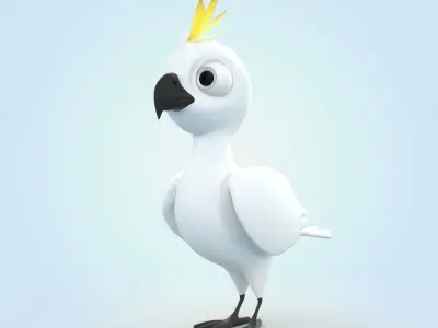 Yellow Crested Cockatoo 3D model