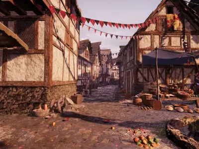 Medieval Village Environment-Camelot Low-poly 3D model