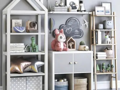 Childrens furniture with toys 3D model