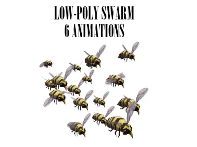 swarm bee wasp Low-poly 3D model