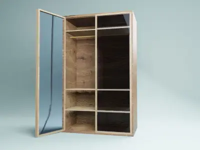 3D modeling of a wooden bedroom wardrobe Free 3D model