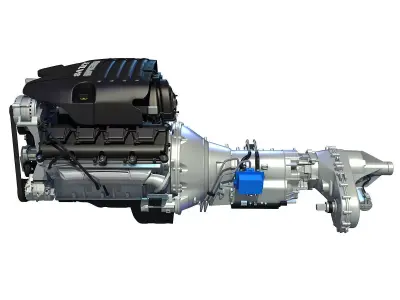 Black Cover Dodge Ram V8 Engine with Transmission 3D model