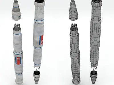Taepodong 2 north korean missile Low-poly 3D model