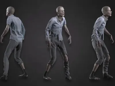 Zombie in Shirt Low-poly 3D model