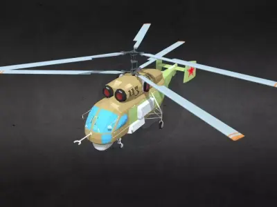 ka-27 military helicopter with two propellers Low-poly 3D model
