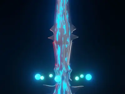 BLUE SWORD WITH ENERGY BALL AROUND Low-poly 3D model