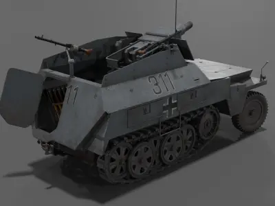 SdKfz 250-8 leichter Schutzenpanzerwagen Fire Support Vehicle Low-poly 3D model