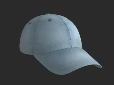 Blue Denim Baseball Cap Low-poly 3D model