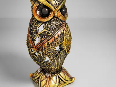 Owl statue Low-poly 3D model