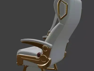 Luxury VIP Aircraft Seat White Leather Gold 3D Model 3D model