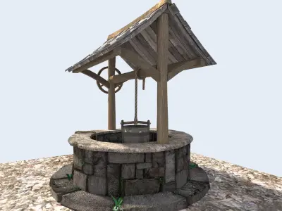 detailed medieval water well 3D model