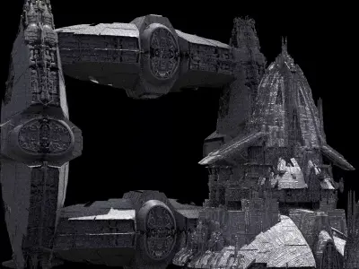 Jupiter Moon Space station division Kit bash 3D model