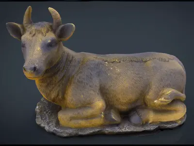 3D Cow statue of Low-poly 3D model