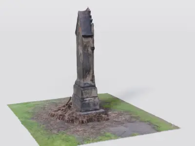 Old gravestone and ground 3D model