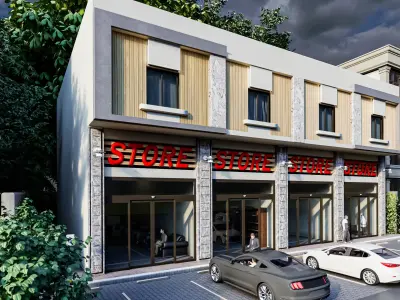 Commercial residential building Low-poly 3D model