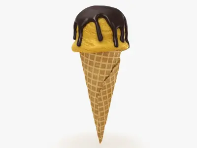 Ice Cream Ball in Waffle Cone 3D model