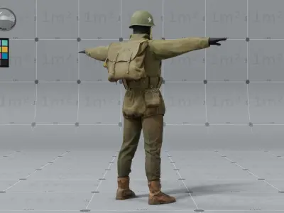 PBR 3D model - American ww2 soldier 3D model