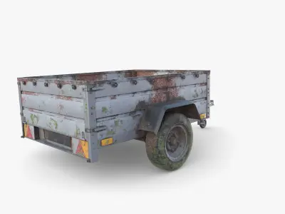Cargo Trailer v3 weathered Low-poly 3D model