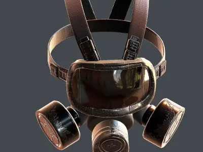 Gas mask helmet 3d model scifi Low-poly Low-poly 3D model