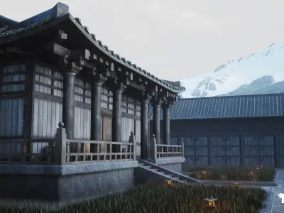Japanese Temple Environment Low-poly 3D model