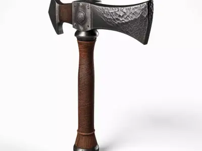 Fantasy Forged Battle Axe 3D model