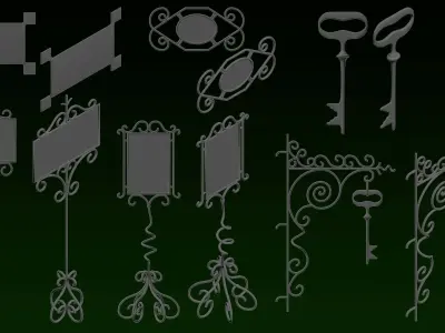 20 medival enseignes base mesh 3D model